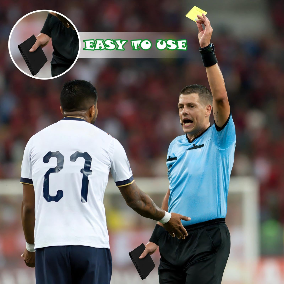Marspark 1 Pcs Umpire Lineup Card Holder - Magnetic Leather Referee Card Holder for Soccer Volleyball Rugby Baseball Matches