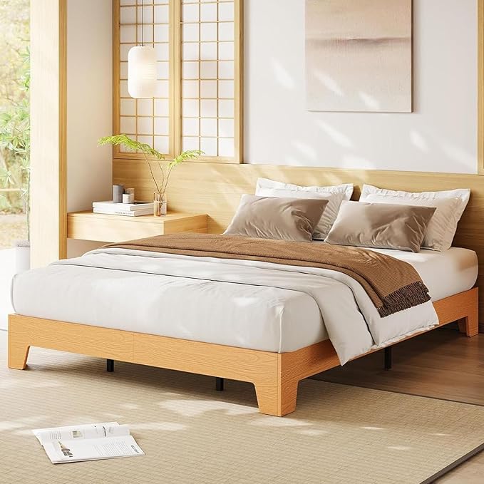 Garvee Wood Platform Bed Frame, Full Size Bed Frame, Wood Slat Support, No Box Spring Needed, Easy Assembly, Noise-Free Design, Underbed Space for Storage