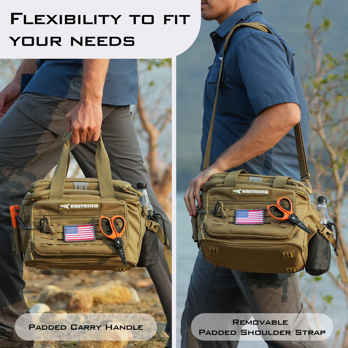KastKing Karryall Fishing Tackle Bags for Saltwater or Freshwater Fishing - Water Resistant Material - Padded Shoulder Strap - Fishing Gear Storage