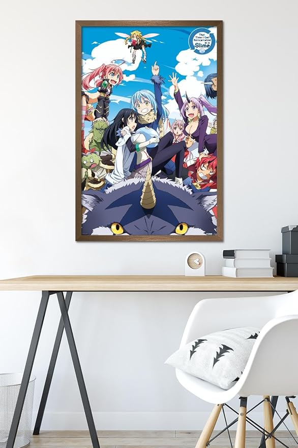 Trends International That Time I Got Reincarnated As A Slime - Group Wall Poster, 22.375" x 34", Bronze Framed Version