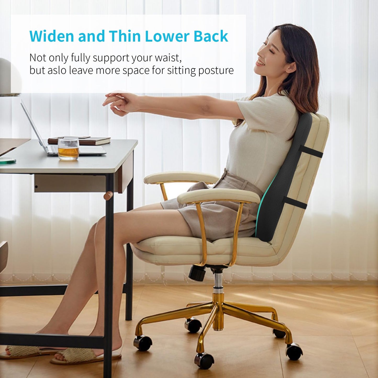 HANQIMER High Back Support Pillow for Office Chair Fully Support Entire Back for Pain Relief and Comfort - Memory Foam Lumbar Support Pillow for Office Chair,Computer,Recliner