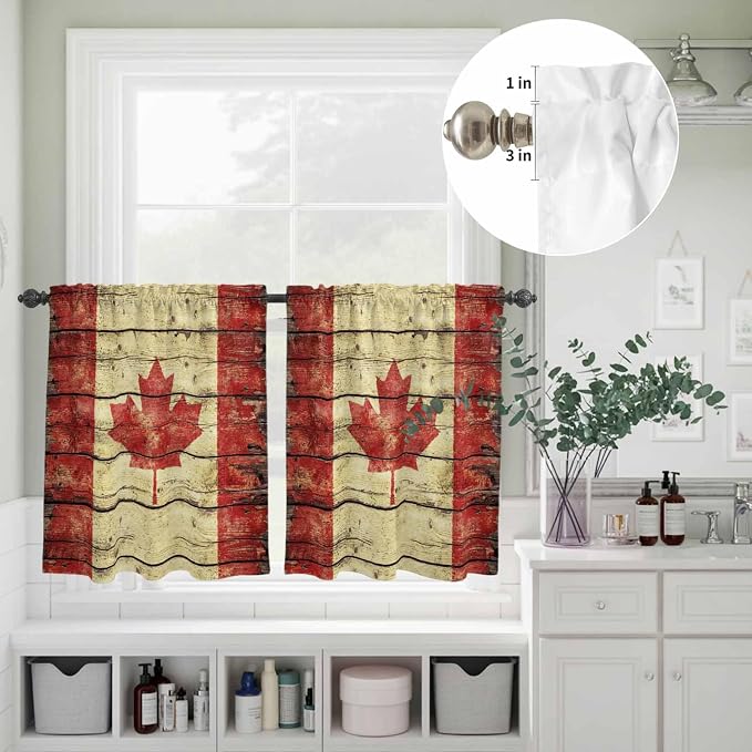 Kitchen Curtains Tiers and Valance Set of 3, Canada Light Filtering Window