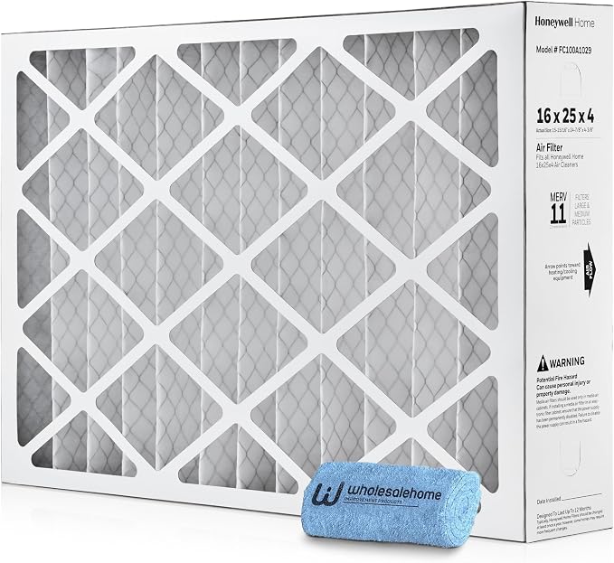 16x25x4 Air Filter Replacement MERV 11, FC100A1029 Pleated HVAC AC Furnace