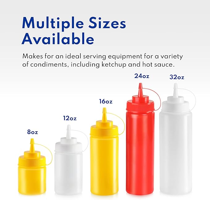 New Star Foodservice 24 oz Clear Squeeze Bottle, Wide Mouth, Pack of 6