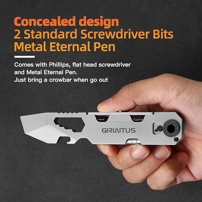 EDC Pry Bar Multitool with Bi-Directional Ratchet Screwdriver, Men Gifts