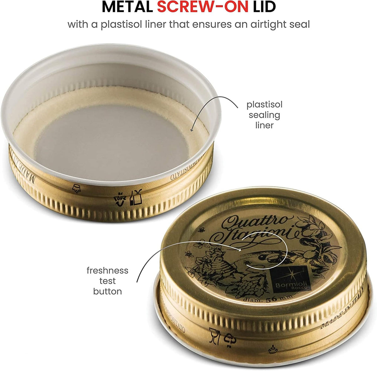 Bormioli Rocco Quattro Stagioni Stacking Jar - ClearGold, Set of 12