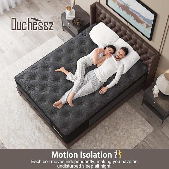 Twin Mattress, 10 Inch Hybrid Mattresses Black with Gel Memory Foam and Individually Pocket Innerspring Euro Top Medium Firm for Motion Isolation, Edge Support, 100 Night Trial