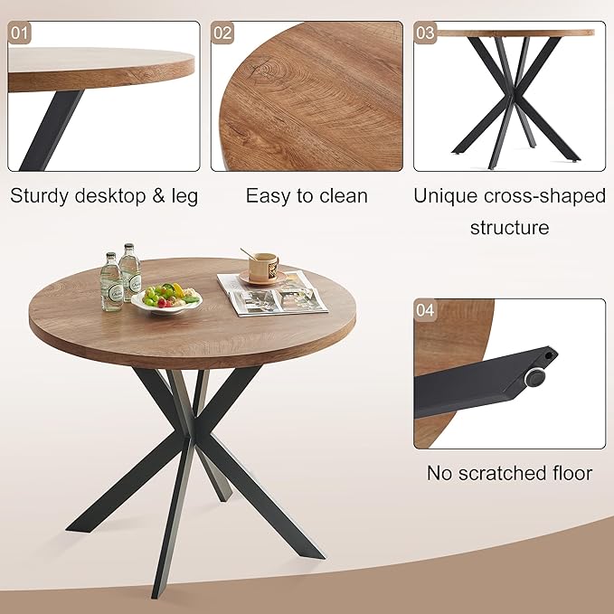 3 Piece Dining Table Set for Small Spaces - Round Kitchen Table Chairs Set of 2 with Green Velvet Upholstered Chairs -Space Saving Dinette for Kitchen, Dining Room