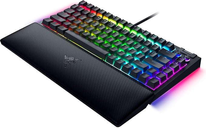 Razer BlackWidow V4 75% Mechanical Gaming Keyboard: Hot-Swappable Design - Compact & Durable - Orange Tactile Switches - Chroma RGB - MF Roller & Media Keys - Comfortable Wrist Rest - Black