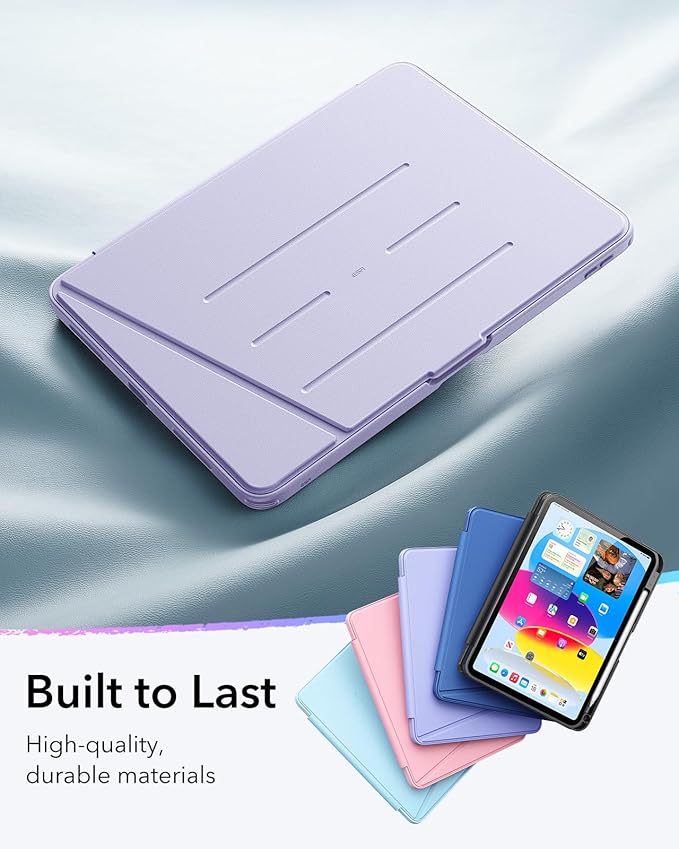 ESR for iPad A16 Case, iPad 11th/10th Generation Case (2025/2022), Vertical Stand Cover, Multi Stand Angles, Ultra-Stable Cover with Pencil Holder, Flip Series, Purple