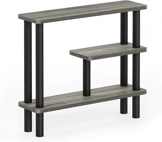 Furinno Turn-N-Tube Slim Space Saving Storage Rack, French Oak Grey/Black