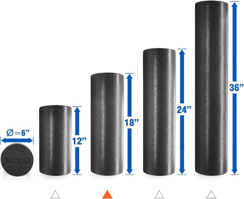 Yes4All Premium USA Medium Density Round PE Foam Roller for Physical Therapy - 36 inch (Silver Black) CFH8