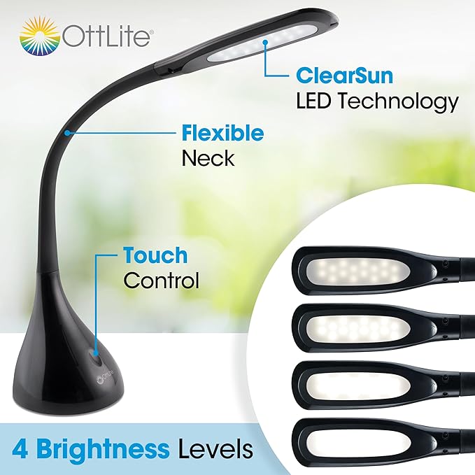 Ottlite Curve LED Desk Lamp with 4 Brightness Levels