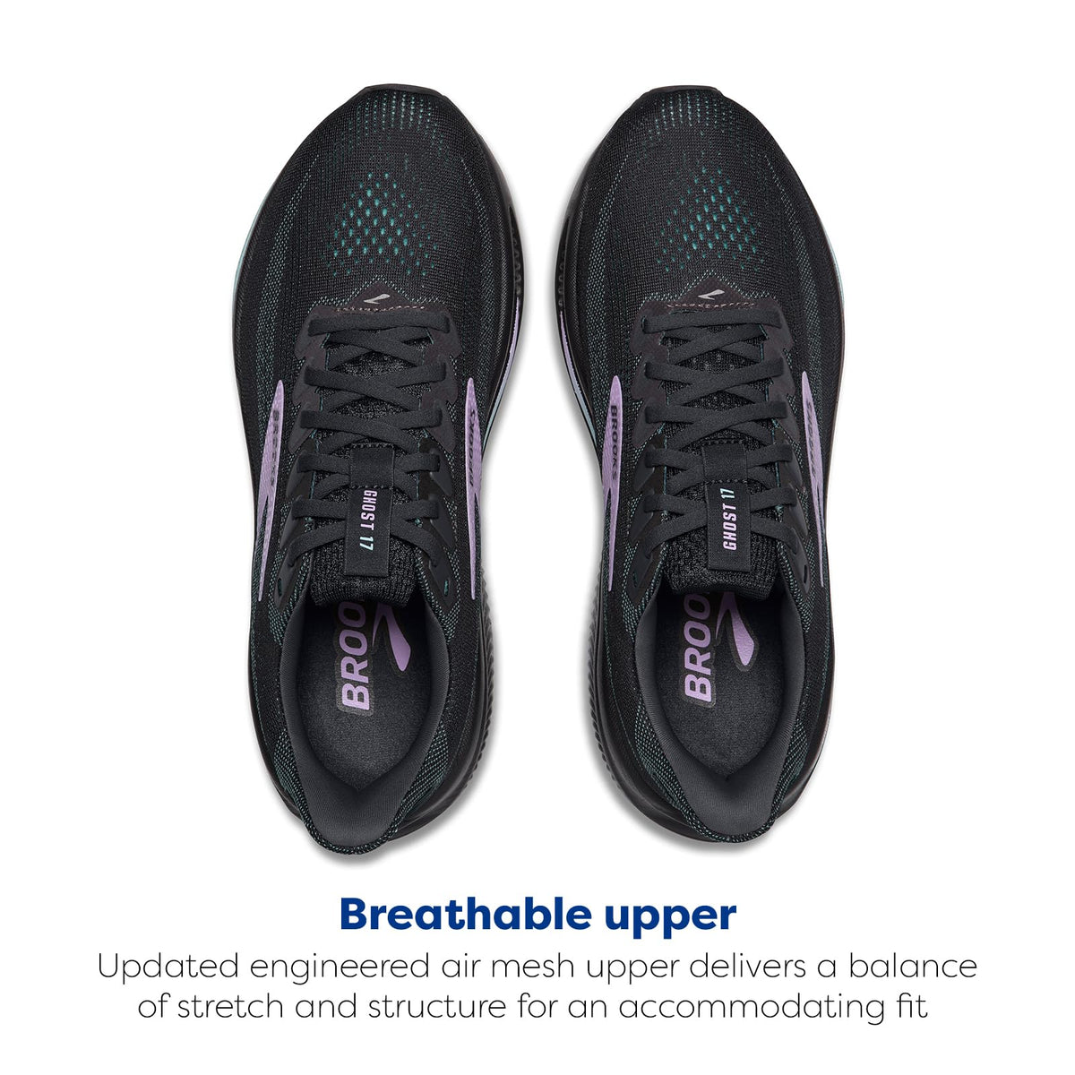 Brooks Women’s Ghost 17 Neutral Running Shoe - Grey/Clearwater/Purple - 6 Wide
