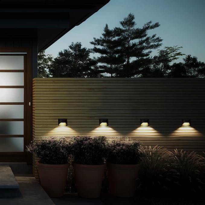 Solar Fence Lights，Deck｜Step ｜Stair Lights，Warm White/Daylight/Cool White Options for Yard Garden Sidewalk Pathway, Waterproof（6-Pack）
