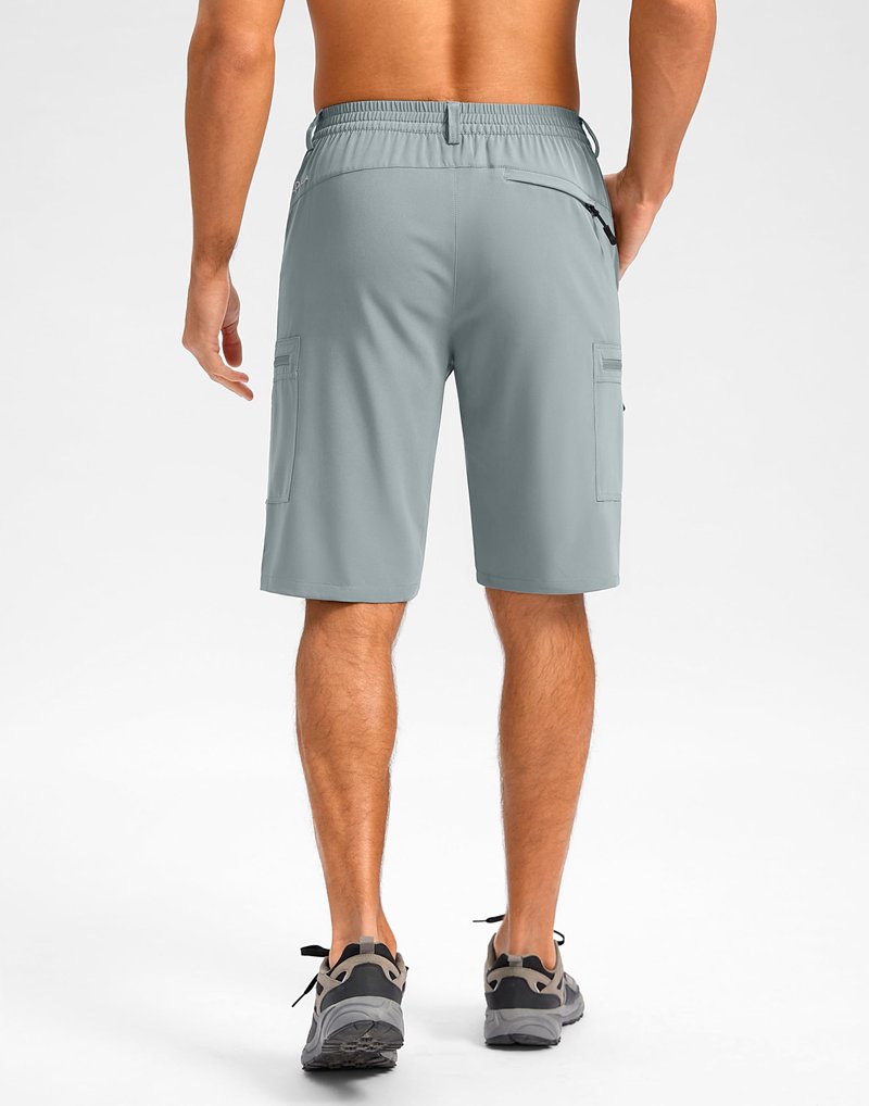 Pudolla Men's Hiking Shorts 11" Lightweight Cargo Work Shorts for Men Summer Travel Golf Casual Outdoor with 5 Pockets(Light Grey X-Large)