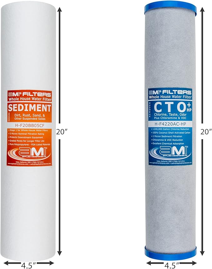 APPLIED MEMBRANES INC. Whole House Water Filter Replacement Filter Cartridge