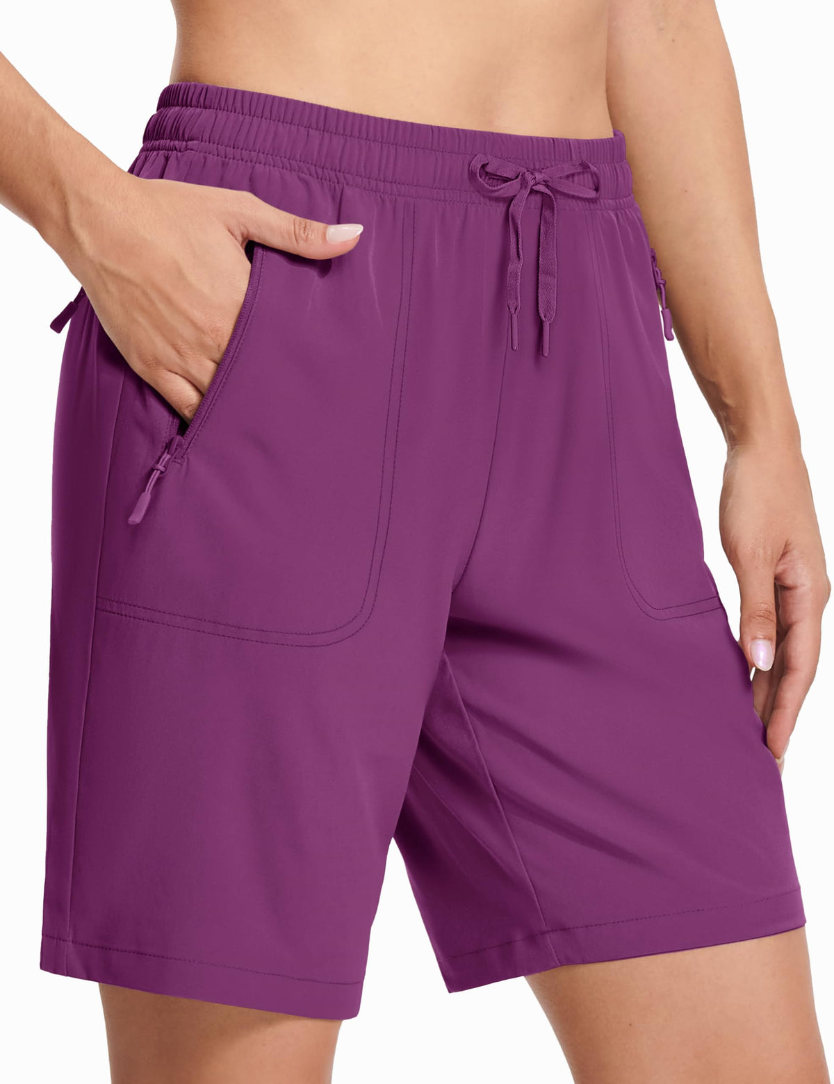 MAGCOMSEN Womens Outdoor Shorts Hiking 8 Inch with Pockets Water Resistant Quick Dry Golf Shorts Purple Red M