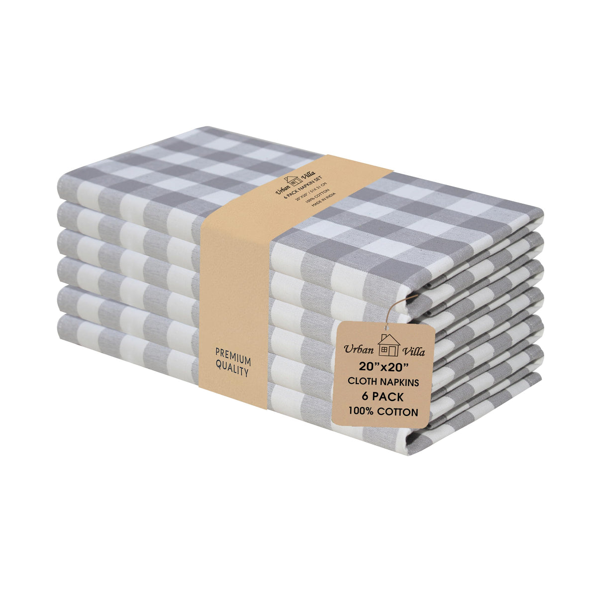 Urban Villa Cloth Napkins Cotton 20x20 (Set of 12) Rust