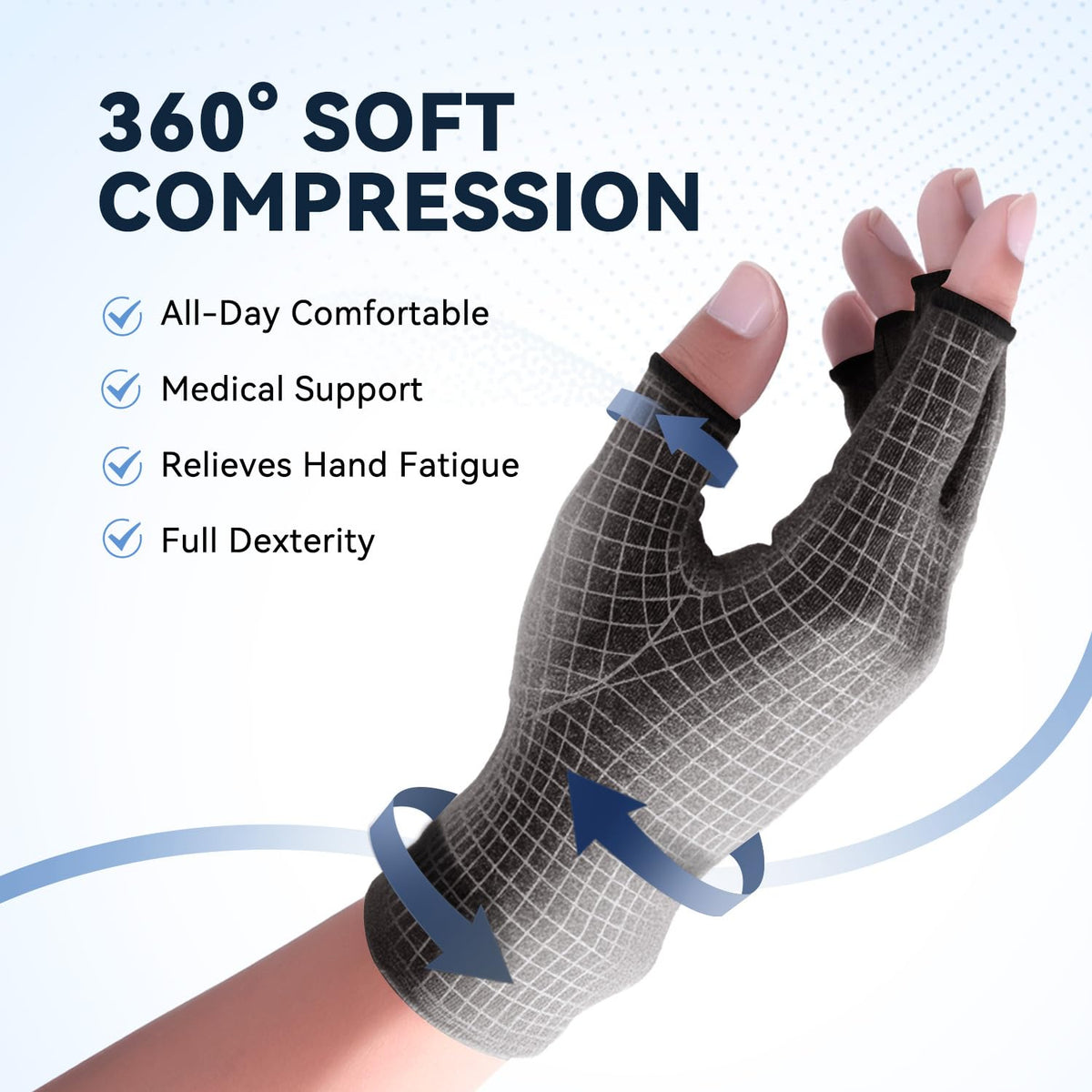 Duerer Arthritis Gloves, Compression Gloves for Women Men, Carpal Tunnel, Rheumatoid, Tendonitis, Fingerless Hand Thumb, Hand Pain, Fingerless Gloves for Computer Typing and Daily Work
