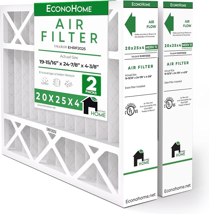 EconoHome 20x25x4 AC Furnace Pleated Air Filter MERV 11 Replacement – Allergen