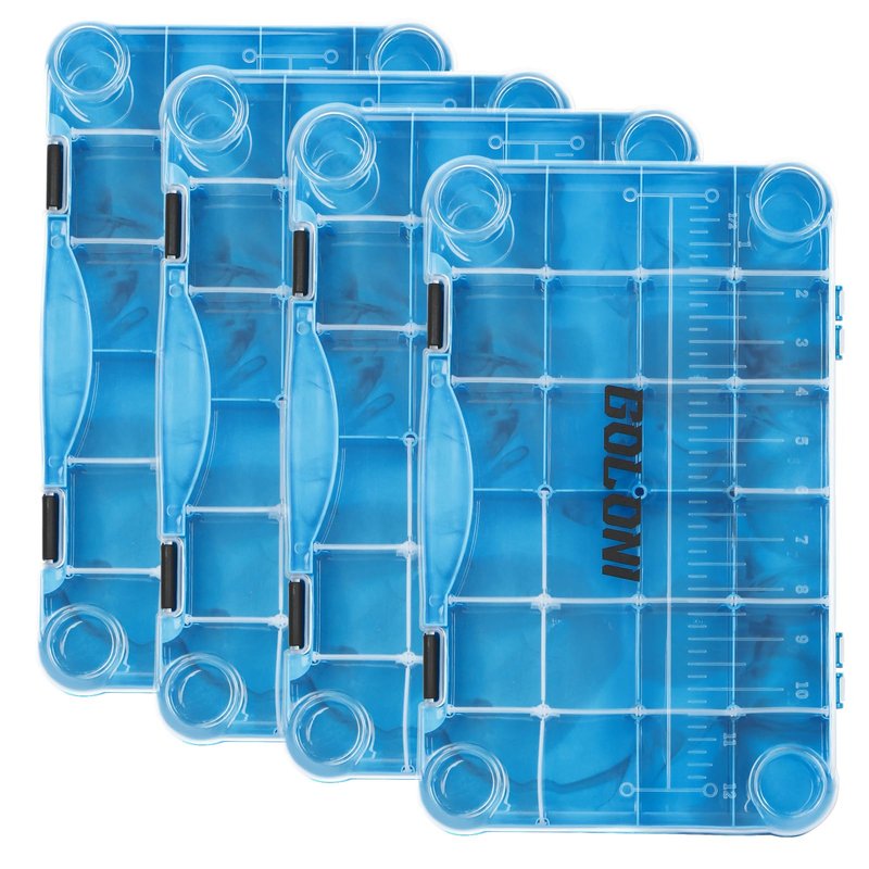 Goloni Fishing Tackle Box,Plastic Clear Fishing Storage Organizer Box With Removable Dividers,3700 Tackle Trays,Storage Lure Box for Lures 4 Pack