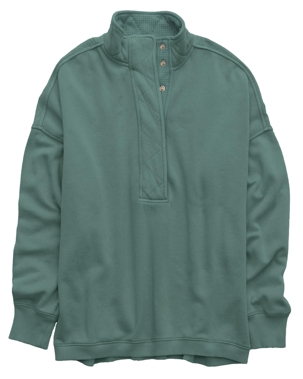 Gacaky Sweatshirt for Women Oversized Casual Long Sleeve Button Henley Neck Pullover Tops Fashion Outfits Clothes Mystical Green L