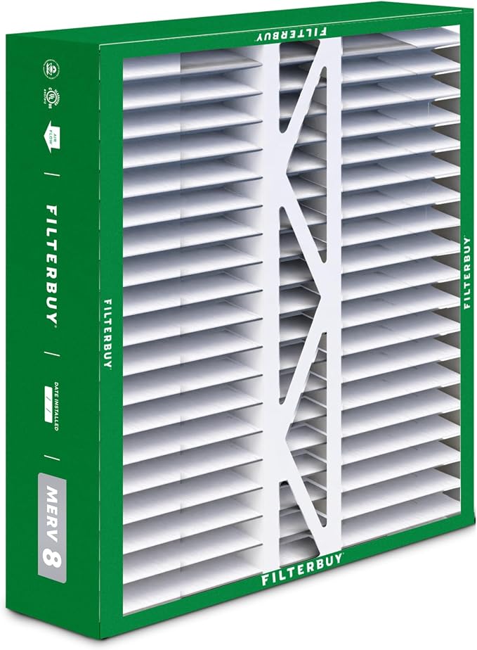 Filterbuy 20x20x5 Air Filter MERV 8 Essential Dust & Allergy Defense, Pleated