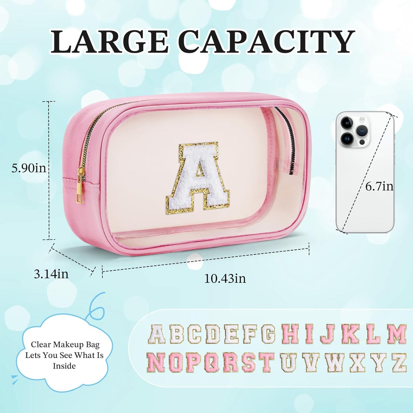 YOOLIFE Birthday Gifts for Kids | Travel Toiletry Bag | Pink Clear Makeup Bag for Teen Girls Kids Cosmetic Bags Gifts for 5 6 7 8 9 10 11 12 13 Year Old Girls Birthday Gifts for Girls Initial D