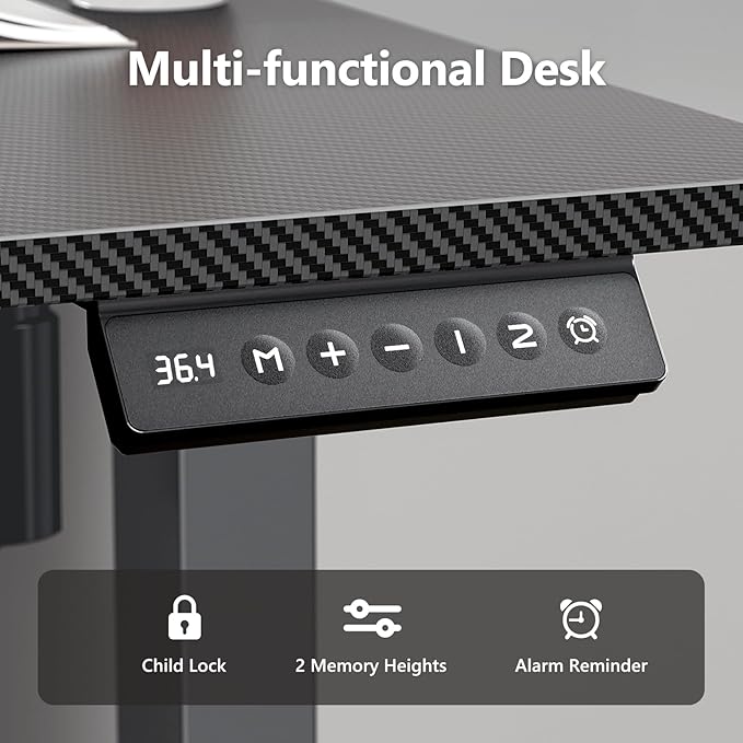 Electric Standing Desk 63 x 24 Inches, Height Adjustable Sit Stand Home Office Computer Desk with Memory Presets,Carbon Fiber Black