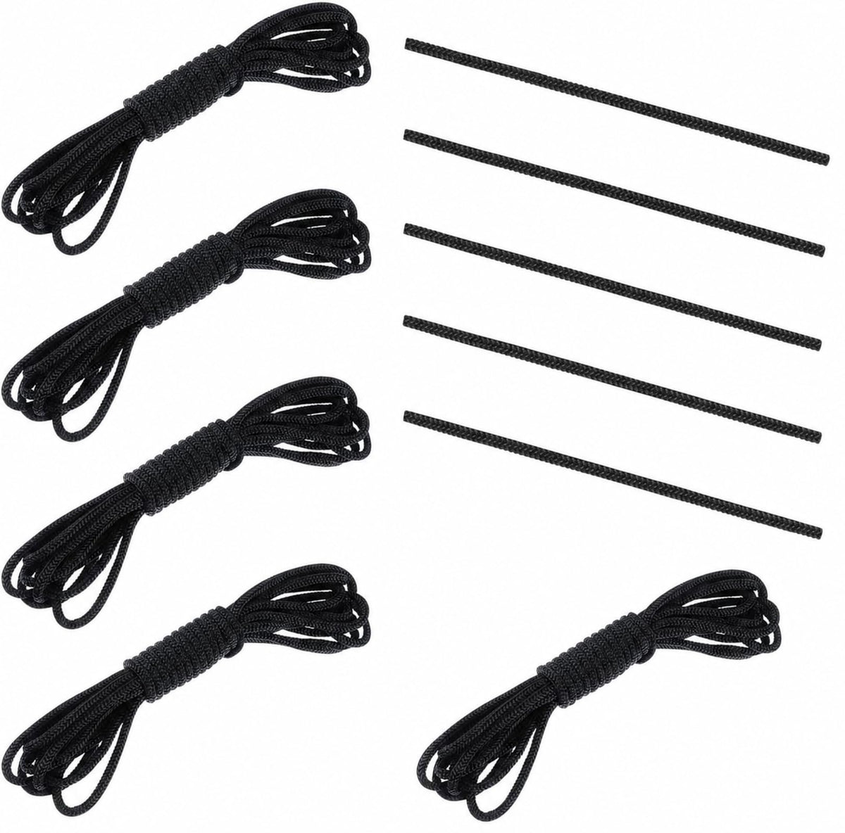 Fabbay 5 Pieces Trampoline Net Connection Rope 15 Feet/ 4.6 M Long, 5 mm/ 0.2 Inch Thick Braided Tie Down Rope Trampoline Replacement Parts Long Safety Trampoline Net Cords for Enclosure Nets, Black