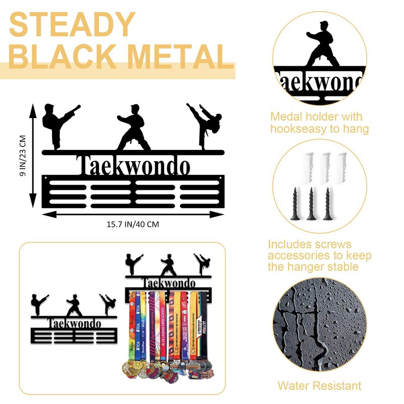 Resama Medal Hanger Holder Display Wall Rack Frame Shelf-Medal Hanger Awards Ribbon Taekwondo,Holder Display Rack for 60 Medals