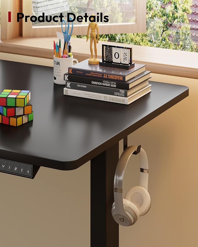 SANODESK Electric Standing Desk 79 x 32 Inches Height Adjustable Stand Up w/6-Button Ergonomic Computer Desk with Splice Board for Home Office, Black Frame + Black Tabletop