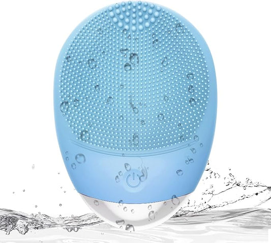Facial Cleansing Brush, 3-in-1 Electric Soft Silicone Waterproof Face Scrubber, USB Rechargeable IPX7 Waterproof Sonic Vibrating Face Brush for Deep Cleansing, Gentle Exfoliating and Massaging