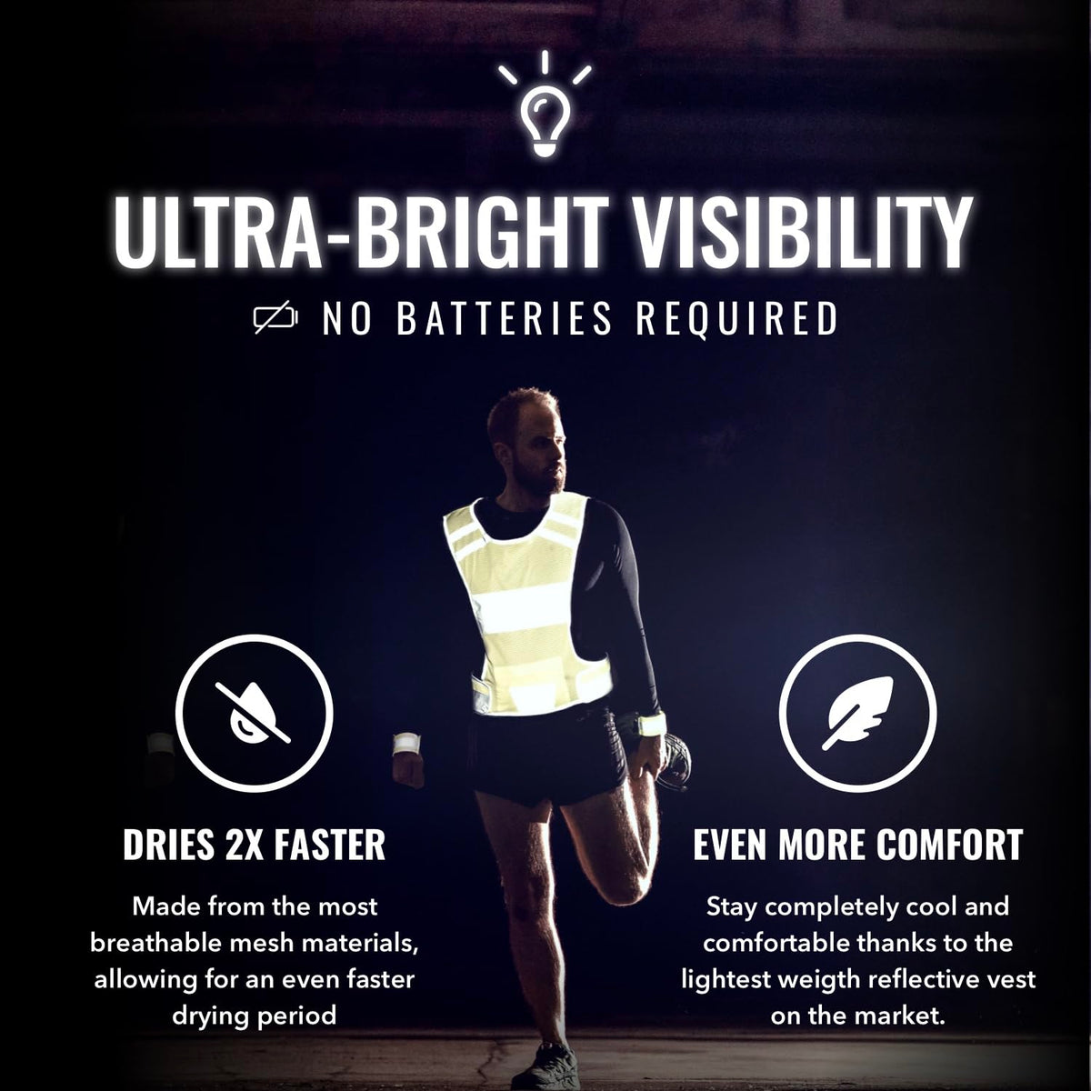 Mesh Safety Vest with Pocket & 2 Wrist Bands, High-Visibility Running Vest