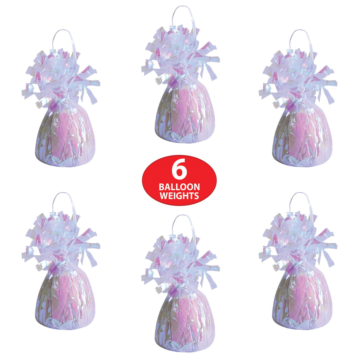 Beistle Wrapped Balloon Weight – 6 Pack, Opalescent Balloon Centerpiece and Bouquet Holders, Party Decoration Accessories and Event Décor for Birthdays, Weddings and Graduation Parties, 6 Oz