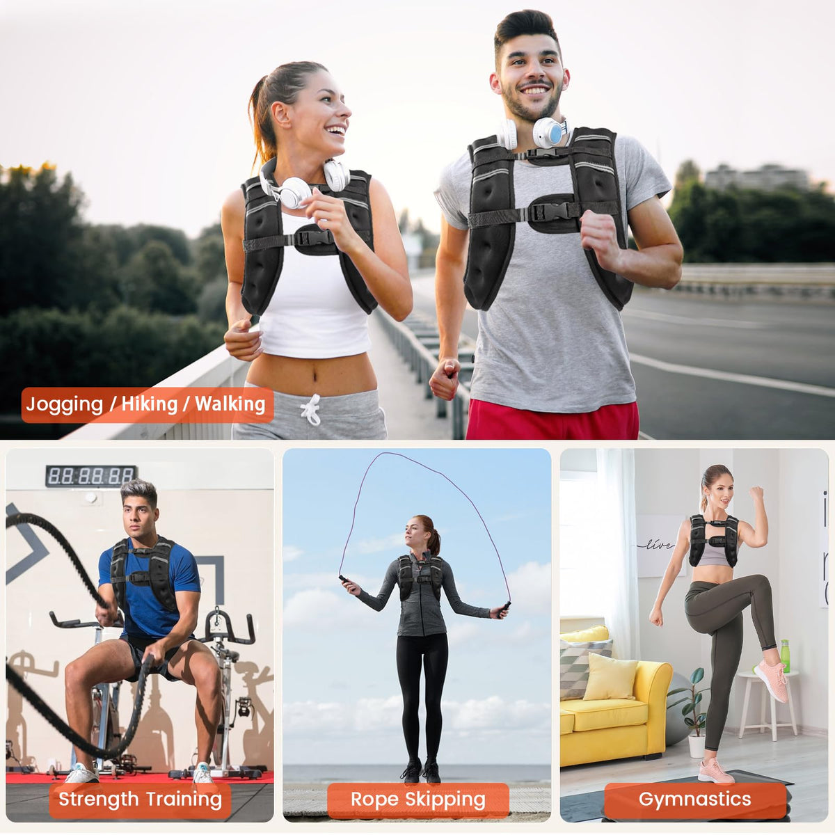 Poudee Weighted Vest, 30LB Weight Vest for Men Women, Body Weight Vests Adjustable with Reflective Stripe for Strength Training, Running, Training Workout, Jogging, Walking - 30LB