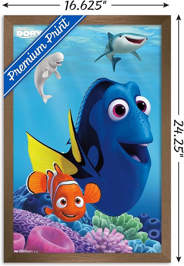 Trends International Disney Pixar Finding Dory - Dory Wall Poster, 14.725" x 22.375", Bronze Framed Version
