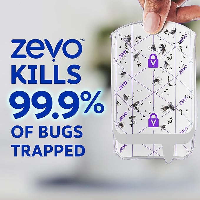 Zevo Flying Insect Trap & Cartridge - Plug in Fly Trap & Indoor Bug Catcher for Gnats, House & Fruit Flies - Mess-Free - Use in Any Room - Uses Blue & UV Light (1 Plug in Device & 1 Cartridge)