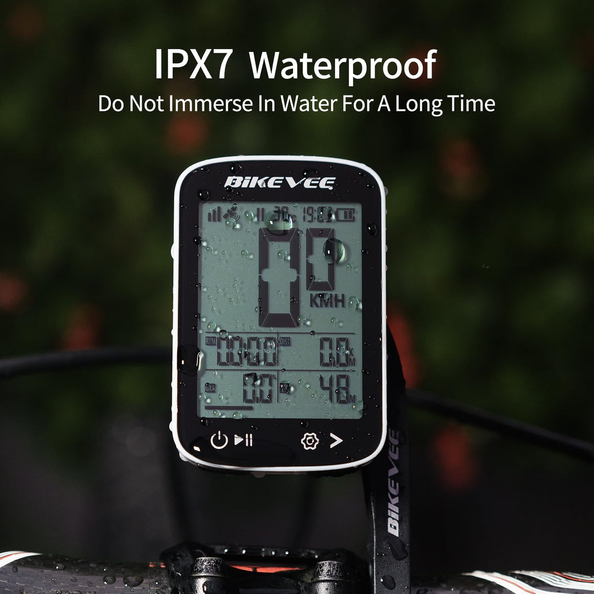 Bikevee GPS Bike Computer Wireless Cycling Computer with Auto Backlight, Bicycle Speedometer Odometer, Waterproof GPS Speed Tracker for Road Mountain Bikes - White