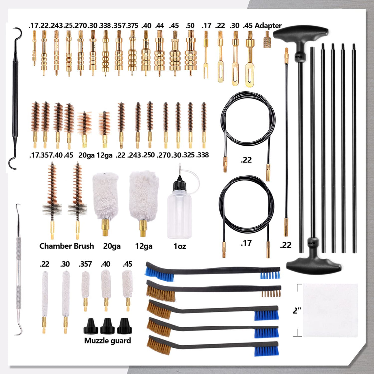 BOOSTEADY Pro Gun Cleaning Kit Universal Gun Cleaning Kit Handgun Shotgun Cleaning Kit for All Guns with High-end Brass Brushes, Mops, Jags, Reinforced Rods