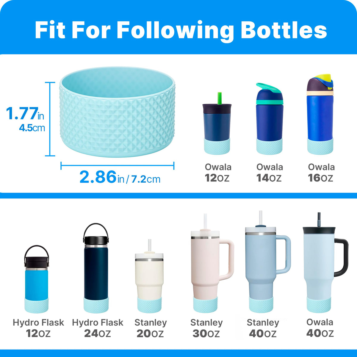 Bluwing Protective Silicone Boot for Owala Kids Water Bottle 14/16 oz, Silicone Sleeve for Stanley Tumbler 20-40oz, HydroFlask 12-24OZ(Rose Pink)