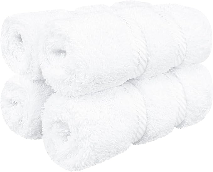 American Soft Linen Luxury Washcloths for Bathroom, 600 GSM 100% Cotton 4 Piece Turkish Wash Cloth Set, 13x13 in Soft Rags for Body and Face, White Washcloths