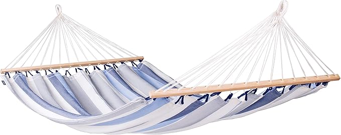 La Siesta® Alisio Hammock with Spreader Bar - Weatherproof Outdoor Hammock, Outside Fabric Tree Hammock 2 Person Hammock -Max 355lbs, Double, Sea Salt