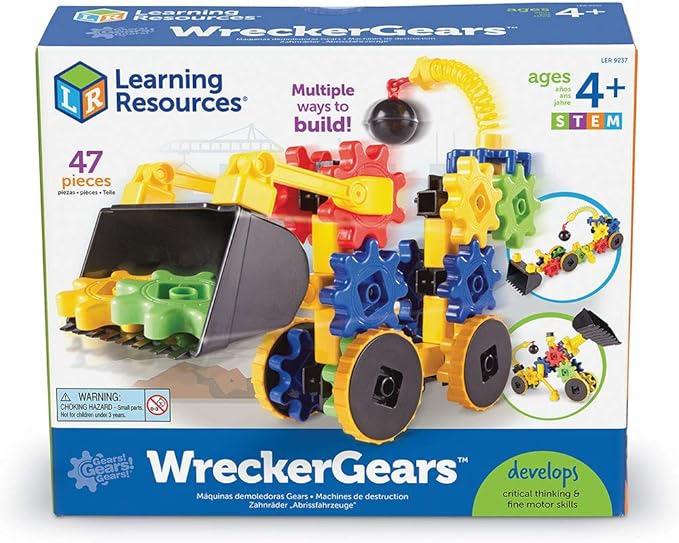 Learning Resources Gears! Gears! Gears! WreckerGears, STEM Activities, Fine Motor Skills, Toddler Explorer Kit, Science and Construction, Boys and Girls Gifts, 47 Pieces, Ages 4+