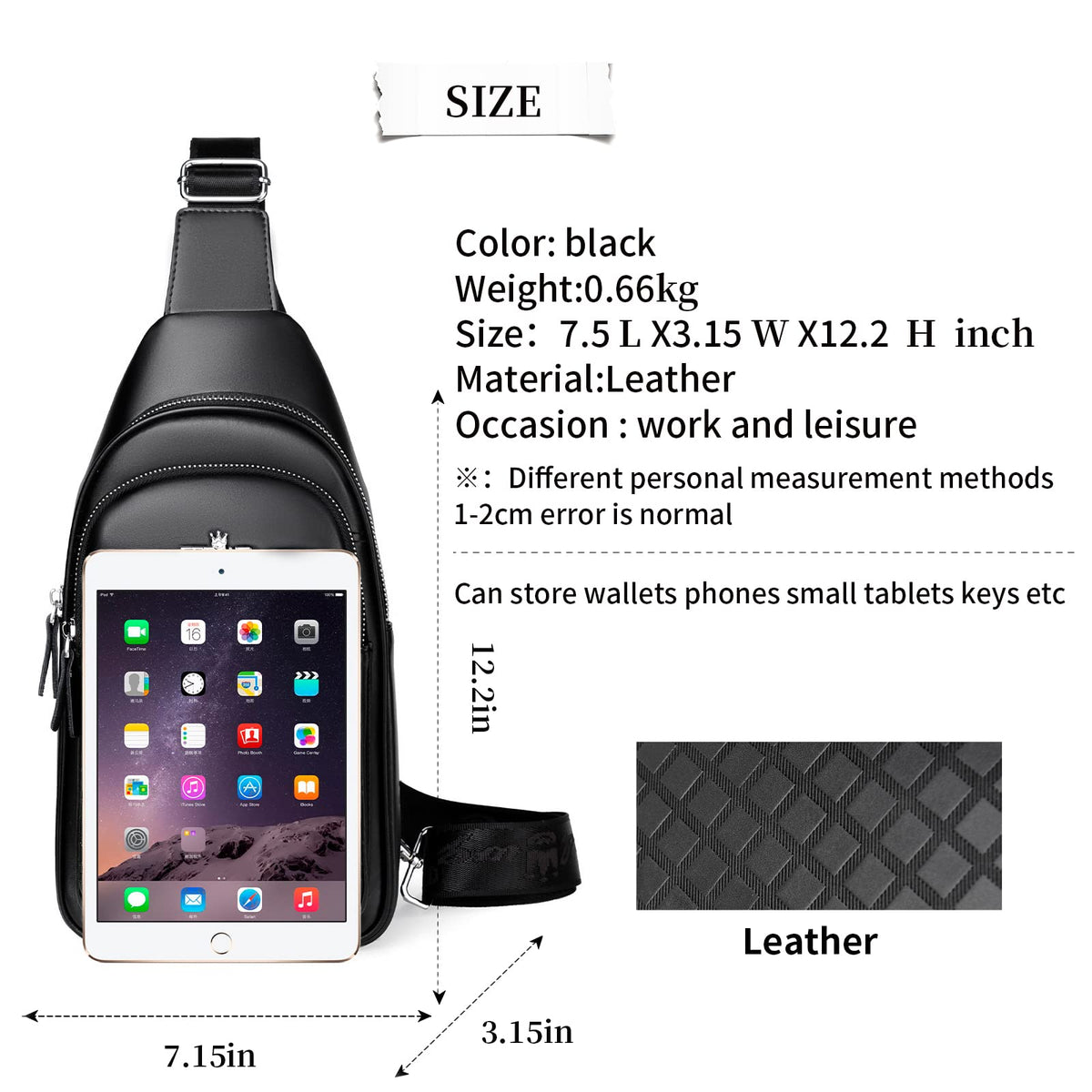 FSD.WG sling Backpack for Men Chest Bag Crossbody Shoulder Bags Travel Bag Purse for Men with Water Resistant
