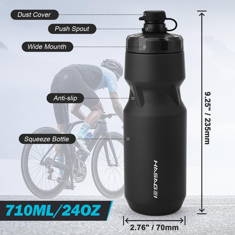 HASAGEI Bicycle Water Bottle Holder with 24 Oz Bottle, Durable Leak-Proof Non-Slip Design, Lightweight & Universal Fit for Mountain/Road Cycling Accessories