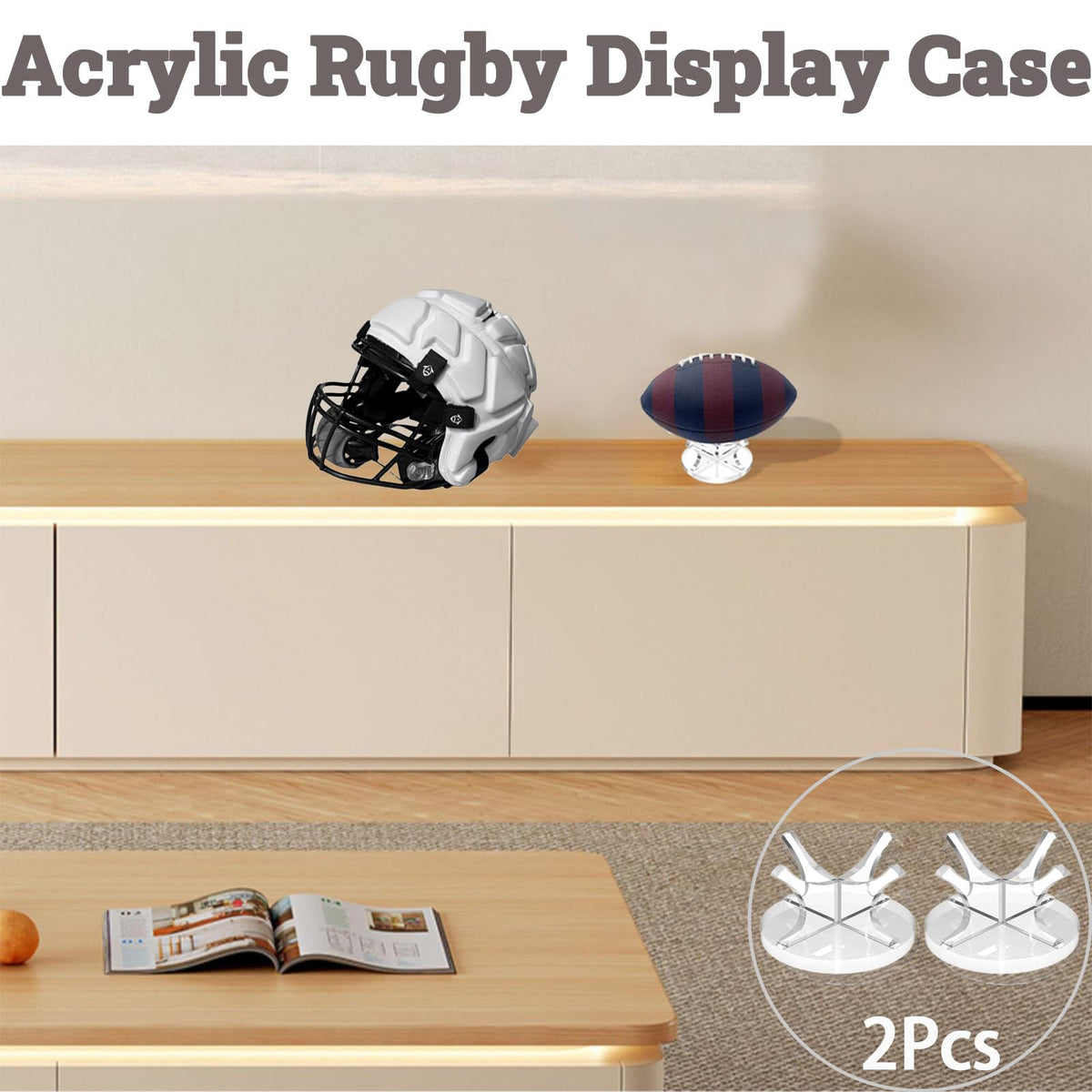 QIOOLEEO 2Pcs Acrylic Baseball Holder Display Case Display for Balls Suitable for Baseball, Golf Softball, Tennis Ball Spheres, Thanksgiving Pumpkin Ball, Wooden Eggs Clear Baseball Stand