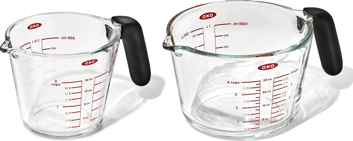 OXO Good Grips Glass Measuring Cup Set, 2 Cup & 4 Cup with Non-Slip Handle