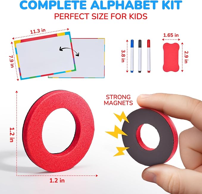 JoyCat Classroom Magnetic Letters Kit 234 Pcs with Double-Side Magnet Board - Foam Fridge Alphabet Letters for Kids Spelling and Learning-Pack of 10